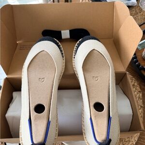 Rothy's Cream and Black Espadrilles
